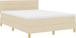 vidaXL Boxspringbed met hoofdeinde Crème 160 x 200 cm Stof