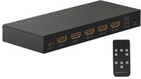 Goobay 58490 HDMI Switch 4 ingangen 1 uitgang afstandsbediening HDMI Switch 4K @ 60Hz 18 Gbit/s Toslink & 3,5 mm Jack schakelbox