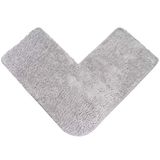 fluffy® Badmat voor hoekdouche, van microvezel, met antislip onderkant (L-vorm, binnenmaat 50 x 50 cm, grijs)