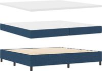 vidaXL LED Box Spring Bed with Headboard Blue 200 x 200 cm Fabric
