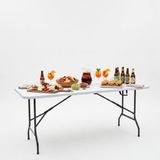 ML Campingtafel - Party Vouwtafel - 180 x 68 cm - Opvouwbaar - Kunststof tafelblad - Stalen frame - Gemakkelijk te vervoeren - Eenvoudig schoon te maken