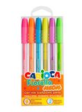 CARIOCA Fiorella Gelpen, neonkleuren, 6 stuks, voor school, universiteit en kantoor, punt Ø 0,1 mm, 6 stuks