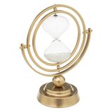 Atmosphera Zandloper cilinder - decoratie of tijdsmeting - 15 minuten - wit zand - D20 x H25 cm - glas - gouden frame