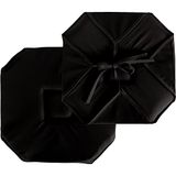 ED ENJOY HOME Stoelkussen met klapdeksel, 40 x 40 cm, zwart, met strikken, 100% polyester, Oeko-Tex-gecertificeerde stof, satijn, basic collectie
