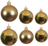 Decoris Glazen kerstballen pakket - goud glans mat - 16x stuks - 6x 6 cm - 6x 8 cm - 4x 10 cm