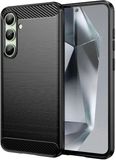 Selected by GSMpunt.nl Samsung Geborsteld TPU Hoesje Geschikt voor Samsung Galaxy S24 FE | Beschermhoes | Back Cover | Flexibel TPU | Stijlvol Carbon | Dun | Zwart