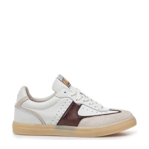 Floris van Bommel Minni 04.29 leren sneakers wit/bruin