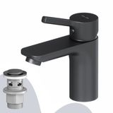 AM.PM X-Joy S - Wastafelkraan met push-open waste set - Waterbesparend - Messing - Zwart