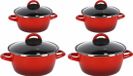 Gerimport Kookpannen set van 4 stuks rood 3 liter en 8 liter Cuenca - RVS