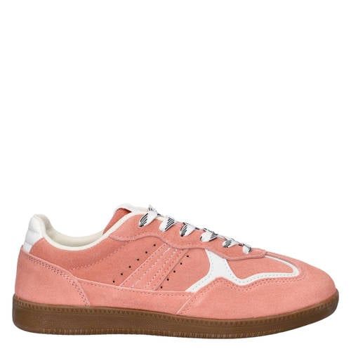 Nelson suède sneakers koraalrood