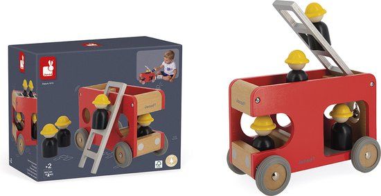 Janod Bolid Brandweerwagen - Houten Speelgoed - Vanaf 2 Jaar - Rood