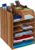 Merkloos Relaxdays bureau organizer met 12 vakken, donkerbruin