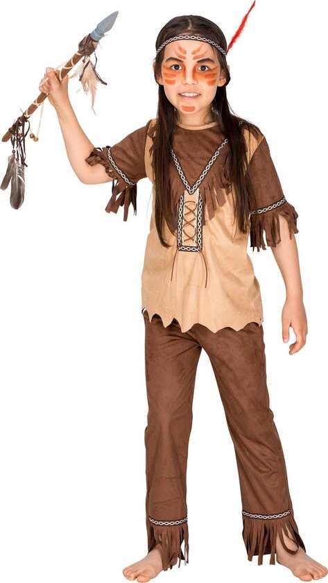 Tectake dressforfun - meisjeskostuum indianenvrouw rode havik 128 (8-10y) - verkleedkleding kostuum halloween verkleden feestkleding carnavalskleding carnaval feestkledij partykleding - 300662