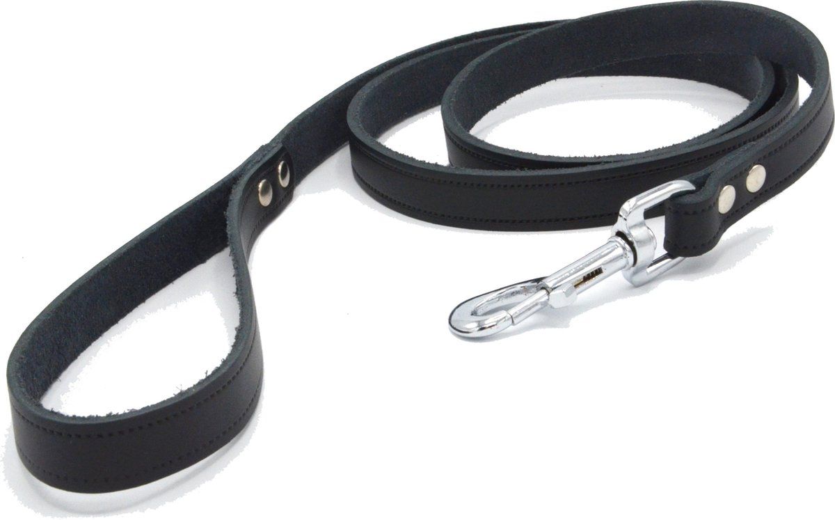 Pets are HEROES Hondenriem Leer - 1,5 Meter - Zwart