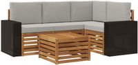 vidaXL Hoek loungeset 4 zitplaatsen Naturel en lichtgrijs Polyester inclusief tafel