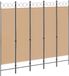 vidaXL - 5-paneel - scheidingswand - Beige - 200 x 180 cm - Stof