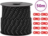 vidaXL Tentscheerlijn met reflecterende strips en spanners 50 m 4 mm