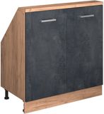Vicco R-Line Keukenkast voor schuine wand – 80 cm met 2 deuren Zwart beton/goud eiken