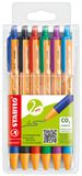 STABILO pointball, balpen met klikmechanisme, etui 6 stuks, 6 verschillende kleuren