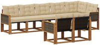 vidaXL - Hoek loungeset - 8 zitplekken - Natuurlijk en beige - Acacia hout
