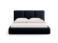 Maisons du Monde Lit coffre avec tête de lit 180x200cm en velours bleu foncé