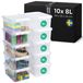 Boîtes de rangement, 8 litres, 10 pièces, transparent, empilable