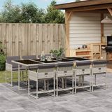 Prolenta Maison Exclusive Tuinset voor in de tuin, 9-delig, met kussens, lichtgrijs, van polyrotan