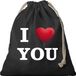 Bellatio Decorations 1x Canvas cadeautasje I love You zwart met koord 25 x 30 cm