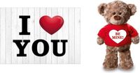 I Love You Carte de Saint-Valentin avec ours en peluche Be Mine 24 cm - Produits de la Saint-Valentin