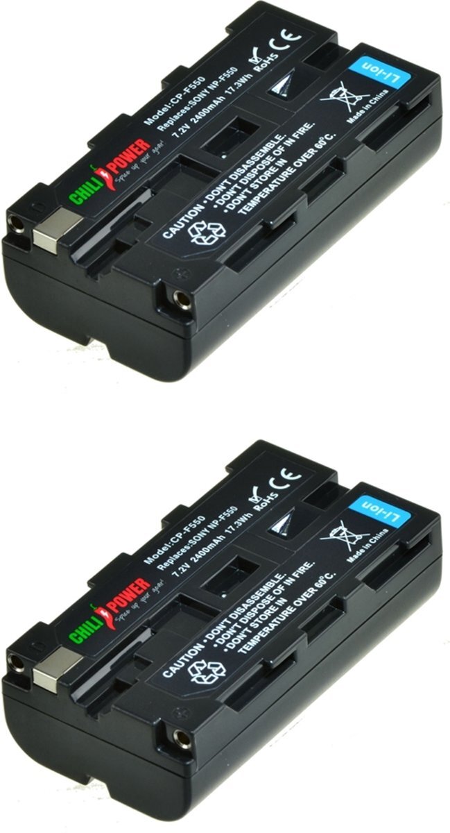 ChiliPower NP-F530 / NP-F550 accu voor Sony - 2400mAh - 2-Pack NP-F530 / NP-F550 accu voor Sony - 2400mAh - 2-Pack