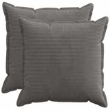 vidaXL Kussensloop 2 st HOUTEN Donkergrijs 70 x 70 cm corduroy