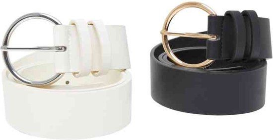 Urban Classics Basic PU 2-pack Riem - Creme/Zwart - S/M - 105 cm - Polyester - Broekriem