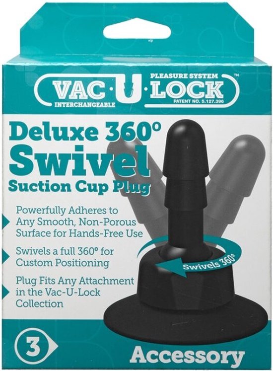 Vac-U-Lock Deluxe 360° Swivel Suction Cup Plug - Black