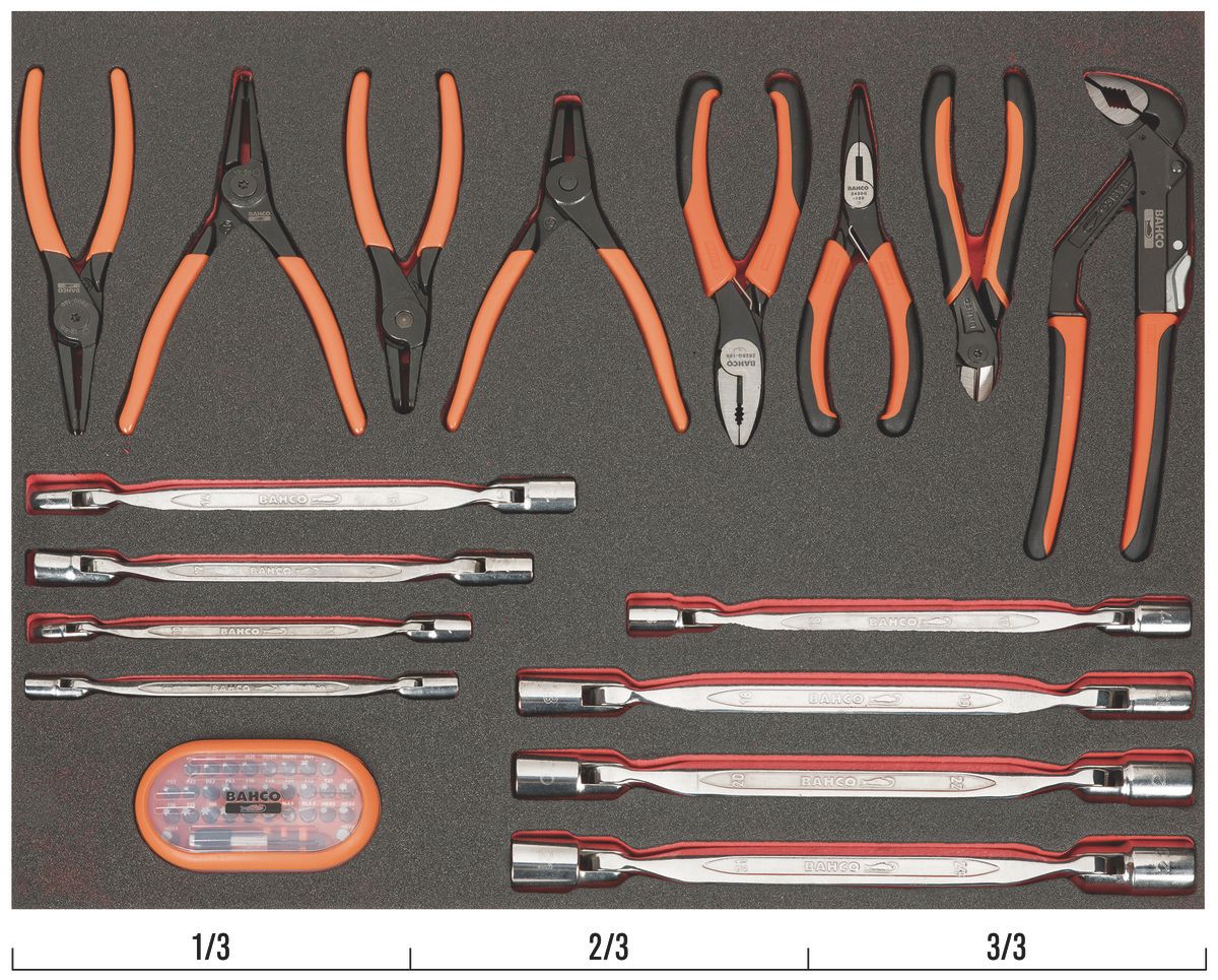 Bahco Foaminlay Fit&Go 3/3 met tangen | sleutels en bits - 46-delig - FF1A141