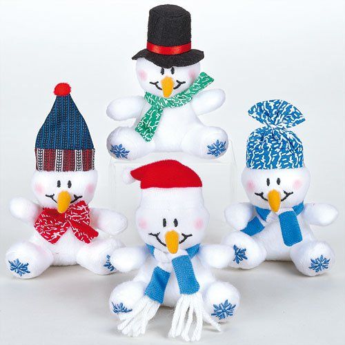 Baker Ross Zachte pluche sneeuwpop Mini Bean Pals - Pak van 4