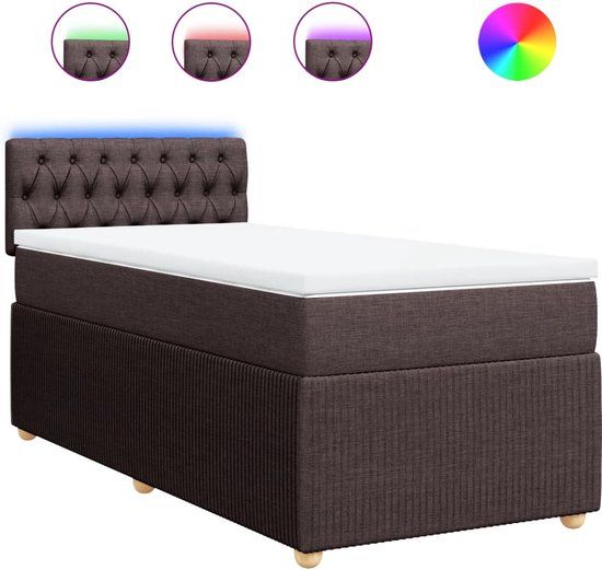 vidaXL Boxspring met matras stof donkerbruin 80x200 cm