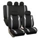 FH Group Stoffen autostoelhoezen voor de passagiersstoelen met lage rugleuning en afneembare hoofdsteun, universele pasvorm, compatibel met airbag, autostoelhoes voor SUV, sedan, bestelwagen, grijs