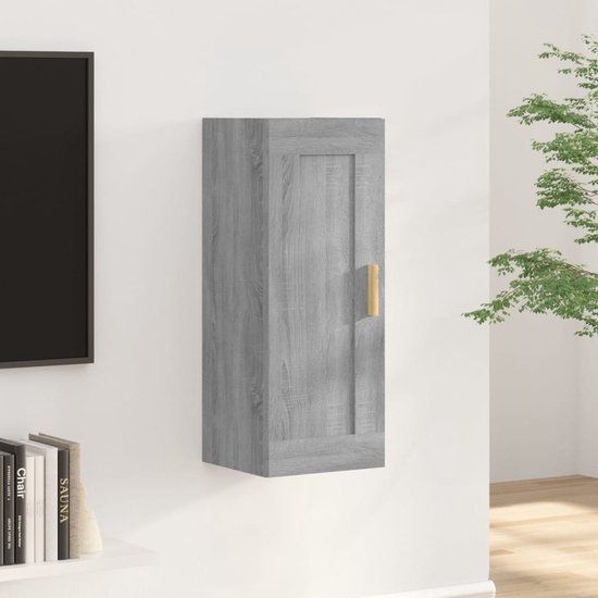 vidaXL Wandkast - 35x34x90 cm - Bewerkt Hout - Grijs Sonoma Eikenkleurig
