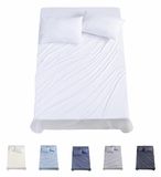 Todocama 4-delige beddengoedset, 3001, hoeslaken, 2 kussenslopen 50 x 80 cm, voor bed 200 x 190/200 cm, wit