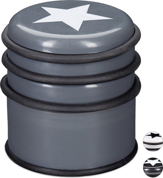 Merkloos Relaxdays deurstopper kunststof - rubberen ringen - 8 cm - deurbuffer binnen - donkergrijs