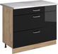 Vicco Keukenonderkast R-Line, Zwart hoogglans/Goudkleurig Eiken, 100 cm marmer werkblad