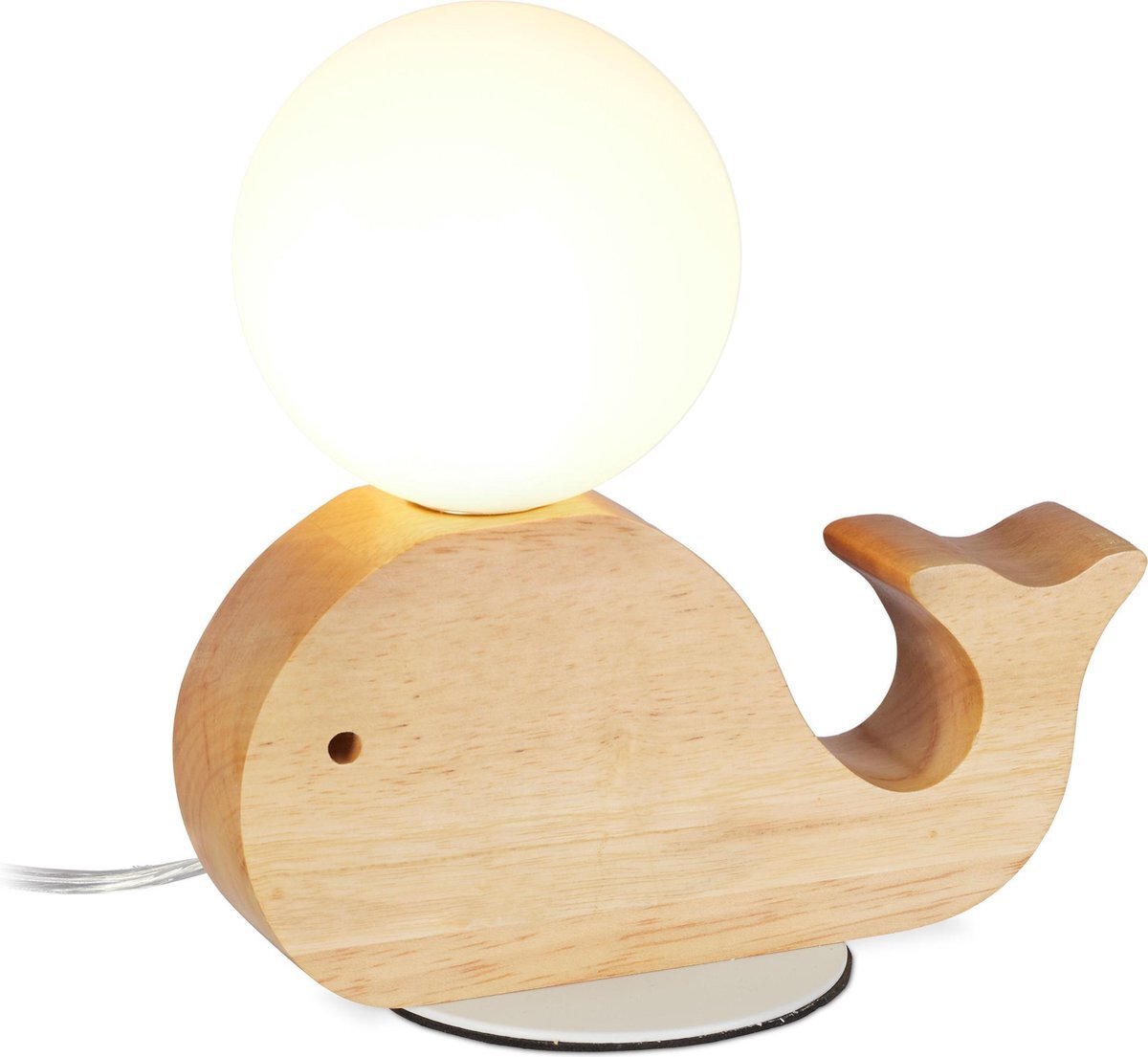 Relaxdays nachtlampje kinderen - walvis - houten nachtlamp - led bureaulamp - kinderlamp