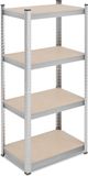 Relaxdays stellingkast, HBD: ca.138x60x40 cm 200 kg, verzinkt, staal, stellingrek kelder, garage, berging, modulaire opbergstelling, zilver