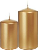 Trend Candles - Cilinder Stompkaarsen set 2x stuks goud 8 en 12 cm