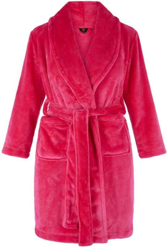 Badrock Roze kinderbadjas - fleece - sjaalkraag - maat XL 158-164
