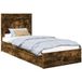 Lit Simple Lit Adulte Lit De Rangement Chêne Fumé 90 X 200 Cm Bois D'Ingénierie