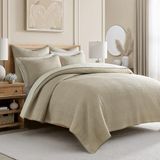 AONELAS Levtex Kruissteek Taupe Full/Queen Quilt Set