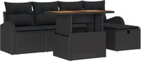 vidaXL Tuinbank Set Zwart Polyrattan