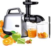 Sans marque Extracteur de jus électrique pour fruits et légumes avec nettoyage facile, fonction d'inversion, fonctionnement silencieux (60 dB), assemblage facile - Brosse de nettoyage et 2 tasses pratiques incluses