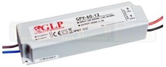 Glp Waterdichte LED Voeding 12V DC - 5A - 60W